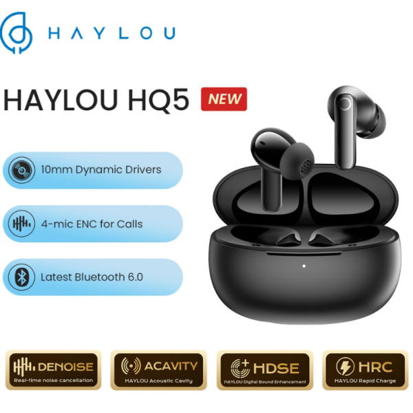 Haylou HQ5 Bluetooth 6.0 With (ANC & ENC) True Wireless Earphones