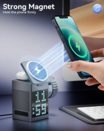Valdus Pixel Dock 5-in-1 Wireless Charging 15W Station with Bluetooth Speaker, LED Clock & Pixel Art Display | Fast Charge for Phone, Watch & Earbuds - Image 4