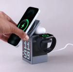 Valdus Pixel Dock 5-in-1 Wireless Charging 15W Station with Bluetooth Speaker, LED Clock & Pixel Art Display | Fast Charge for Phone, Watch & Earbuds - Image 3